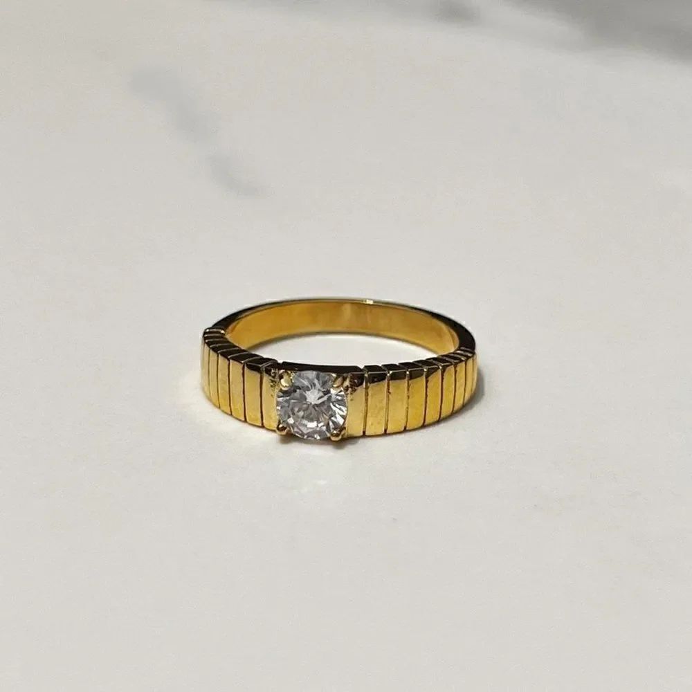 New! “Porscha” Gold Ribbed Ring